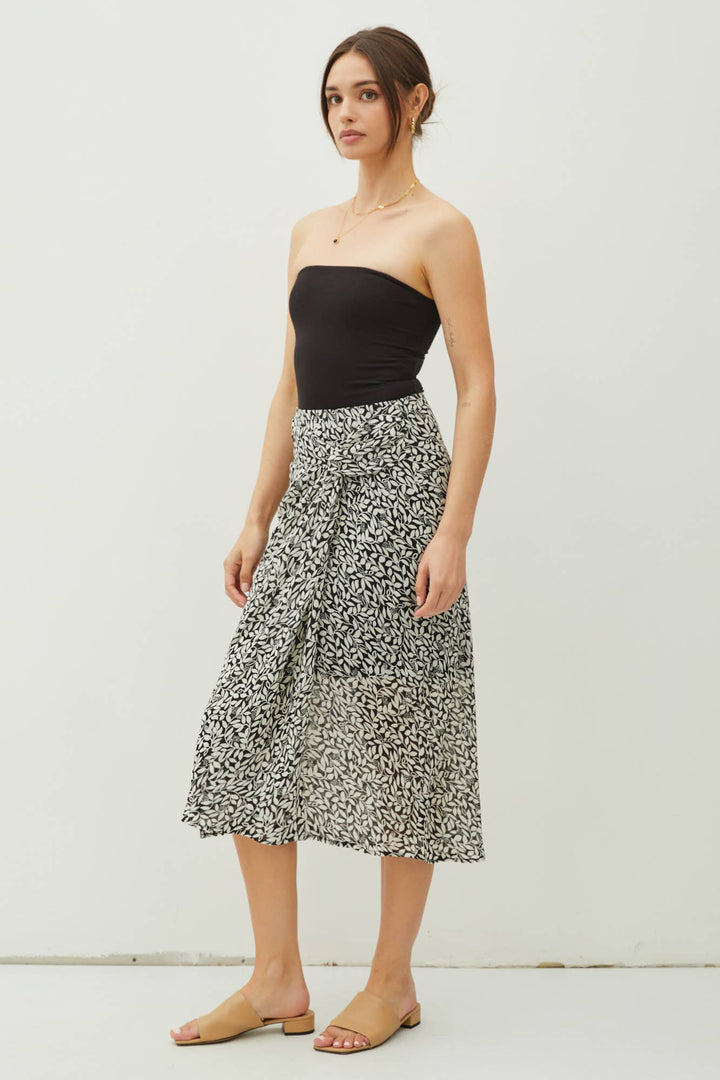 Women's Skirts - PRINT DRAPED SIDE KNOT MIDI SKIRT -  - Cultured Cloths Apparel