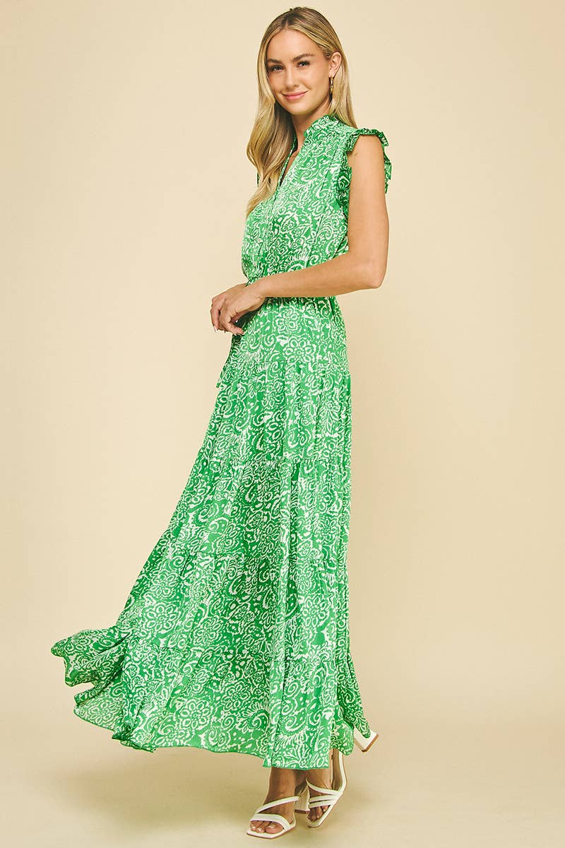 Women's Dresses - PAISLEY PRINT MAXI DRESS - - Cultured Cloths Apparel