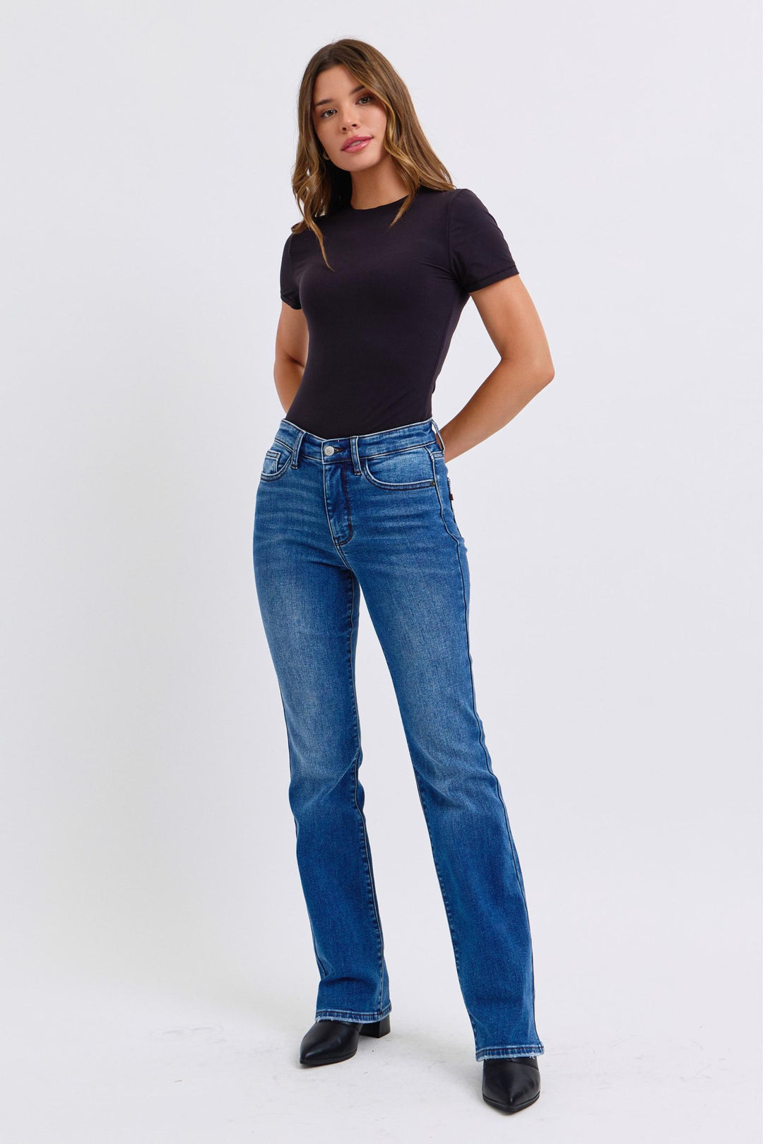 Denim - Judy Blue Full Size Mid-Rise Bootcut Jeans with Pockets - - Cultured Cloths Apparel