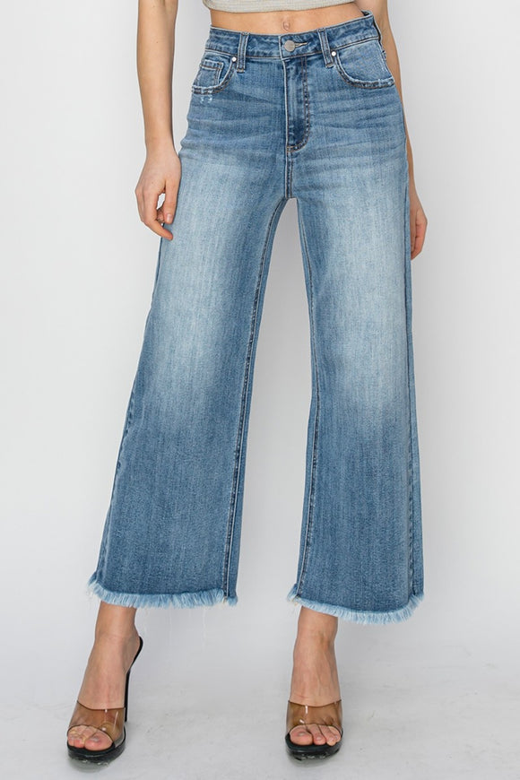 Denim - RISEN Raw Hem Cropped Wide Leg Jeans - Medium - Cultured Cloths Apparel