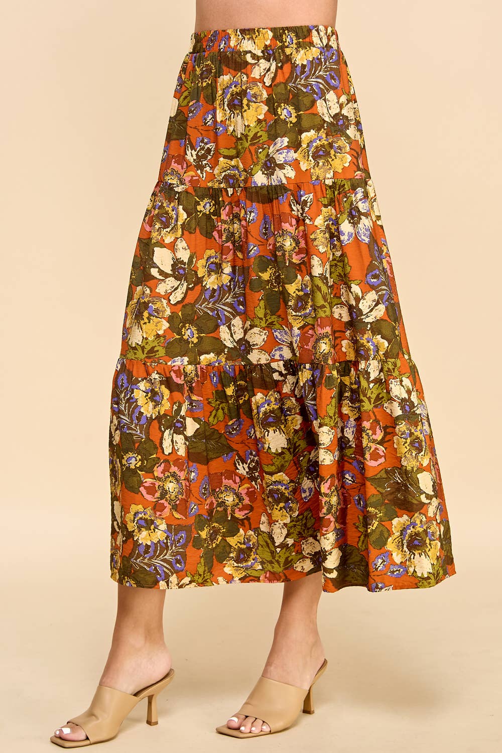 Women's Skirts - Floral Printed Three Layered Skirt -  - Cultured Cloths Apparel