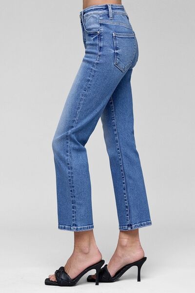 Denim - RISEN Full Size Tummy Control High Rise Crop Straight Jeans - - Cultured Cloths Apparel