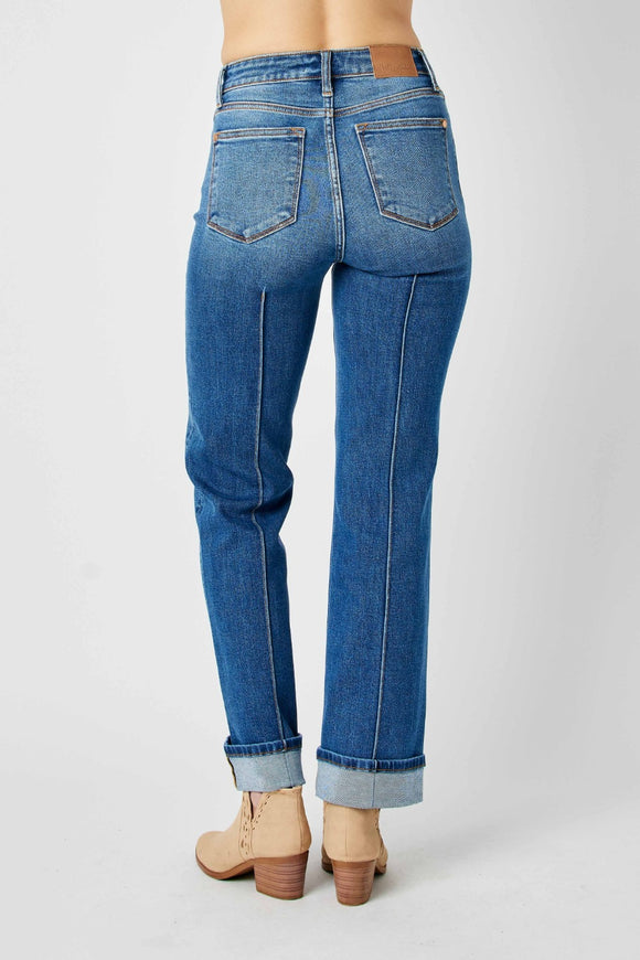 Denim - Judy Blue Full Size High Waist Front Seam Detail Straight Jeans -  - Cultured Cloths Apparel