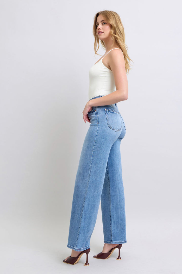 Denim - Judy Blue Full Size Wide Leg Jeans with Pockets - - Cultured Cloths Apparel