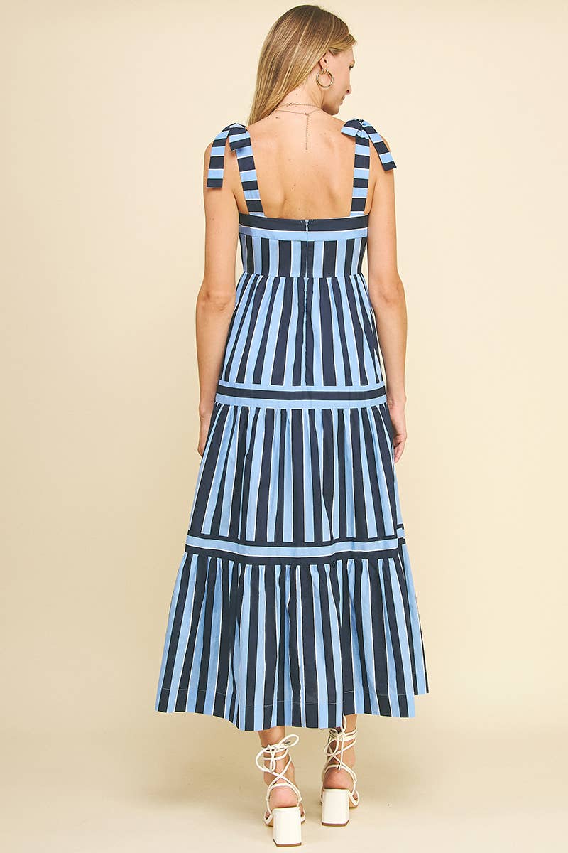 Women's Dresses - STRIPE TIERED MAXI DRESS - - Cultured Cloths Apparel