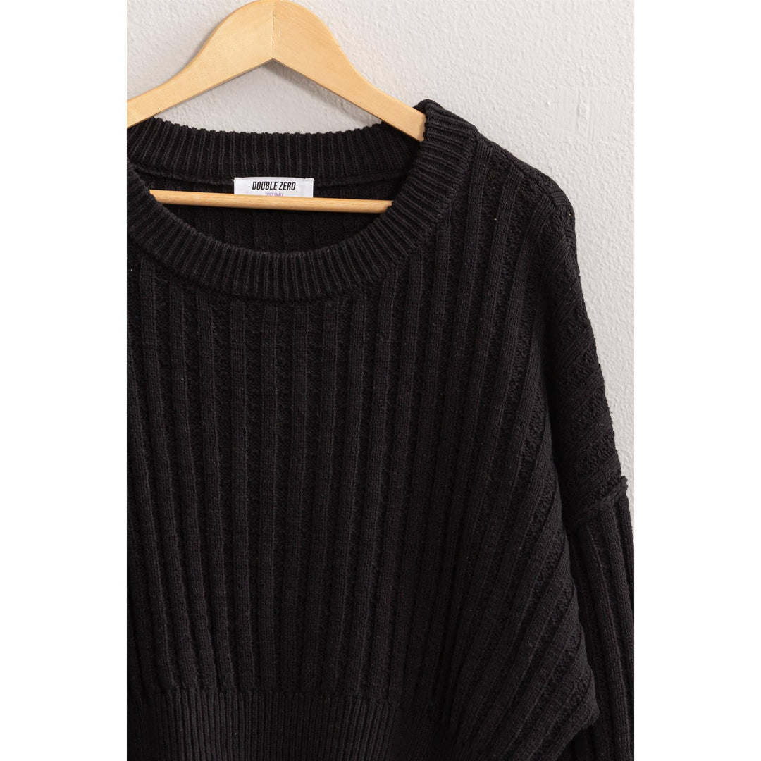 Women's Sweaters - CROPPED RIBBED LONG SLEEVE KNIT SWEATER -  - Cultured Cloths Apparel