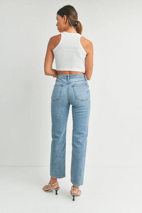 Denim - Sydney Straight High Rise Clean Leg Denim Jeans -  - Cultured Cloths Apparel