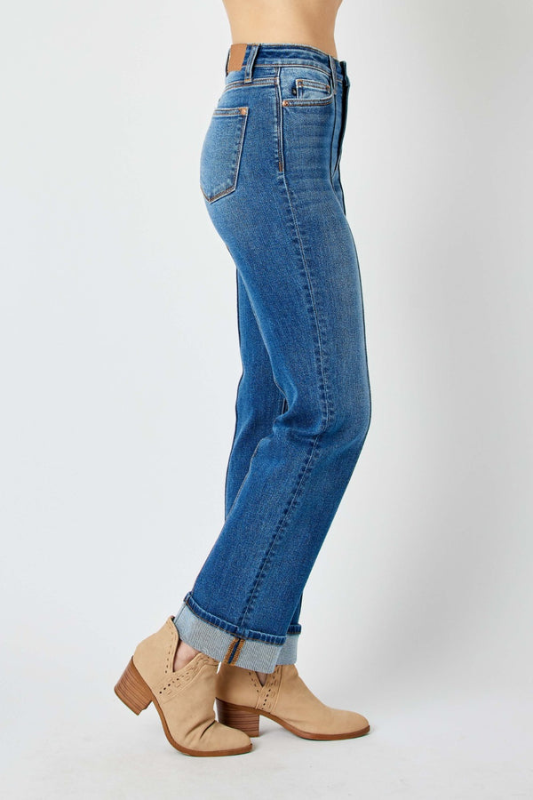 Denim - Judy Blue Full Size High Waist Front Seam Detail Straight Jeans -  - Cultured Cloths Apparel