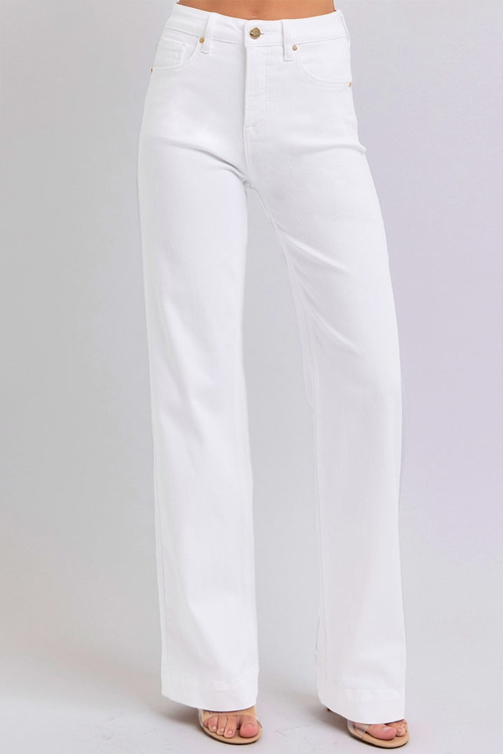 Denim - RISEN Full Size High Waist Straight Jeans - White - Cultured Cloths Apparel