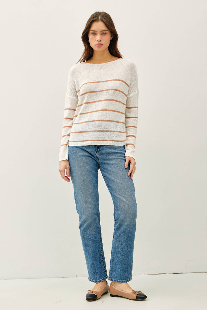 Women's Sweaters - STRIPED LIGHTWEIGHT SWEATER - - Cultured Cloths Apparel