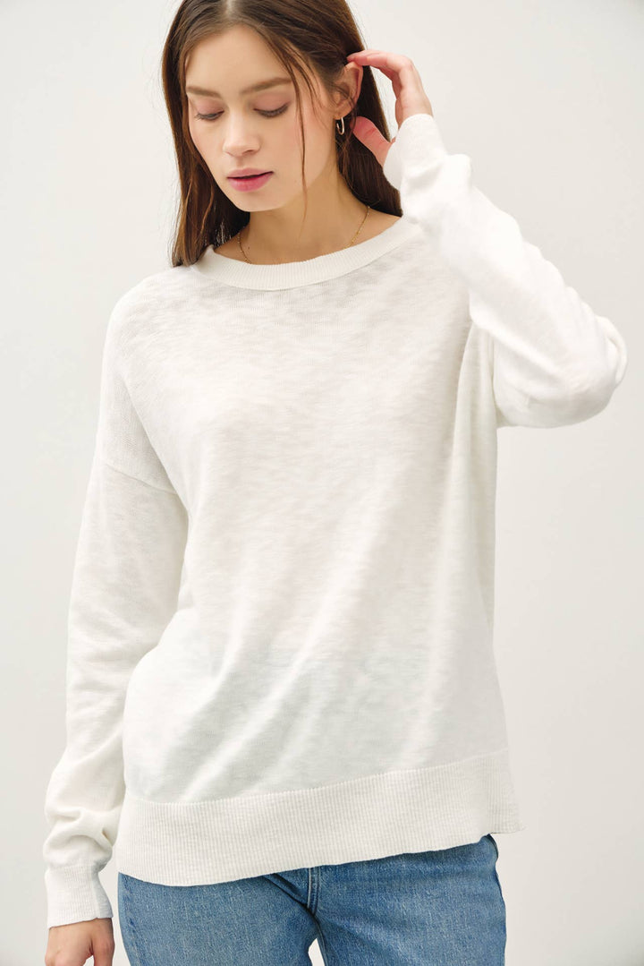 Women's Sweaters - OVERSIZED COTTON SLUB SWEATER - - Cultured Cloths Apparel