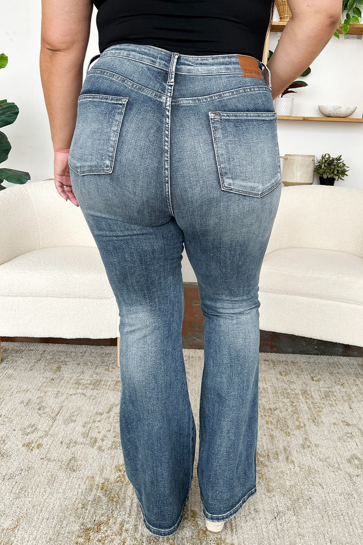 Denim - Judy Blue Full Size High Waist Tummy Control Flare Jeans -  - Cultured Cloths Apparel