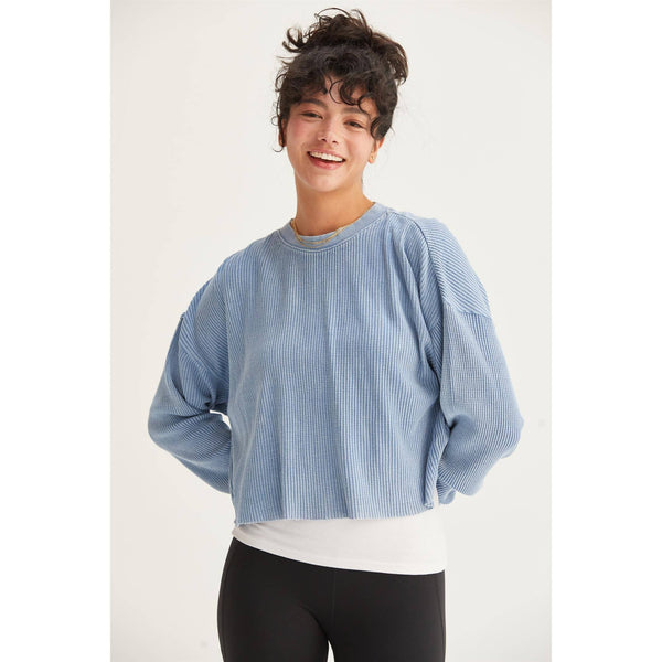 Women's Sweaters - RIBBED LONG SLEEVE CROP SWEATER -  - Cultured Cloths Apparel