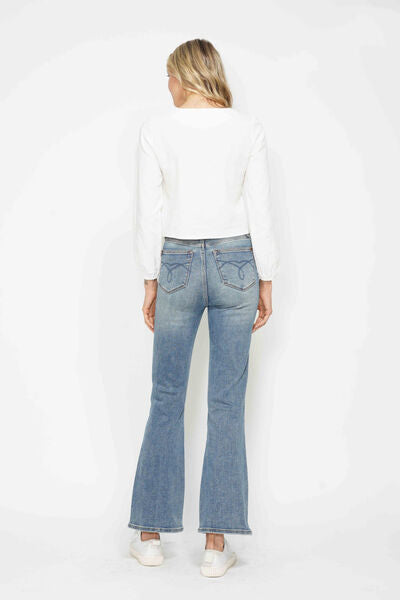 Denim - Judy Blue Tummy Control Back Embroidered Pocketed Bootcut Jeans - - Cultured Cloths Apparel