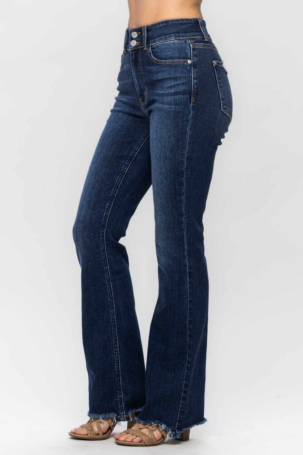 Denim - Judy Blue Full Size Frayed Hem Bootcut Jeans -  - Cultured Cloths Apparel