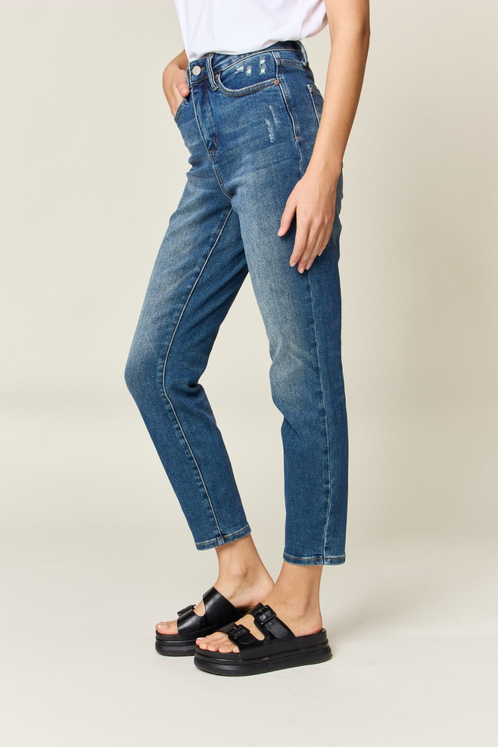 Denim - 88776 Judy Blue Full Size Tummy Control High Waist Slim Jeans - - Cultured Cloths Apparel