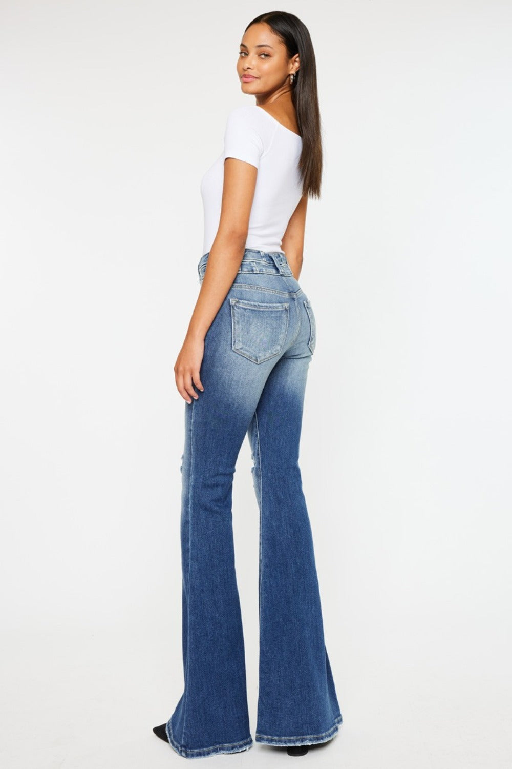 Denim - Kancan High Rise Wide Waistband Flare Jeans -  - Cultured Cloths Apparel