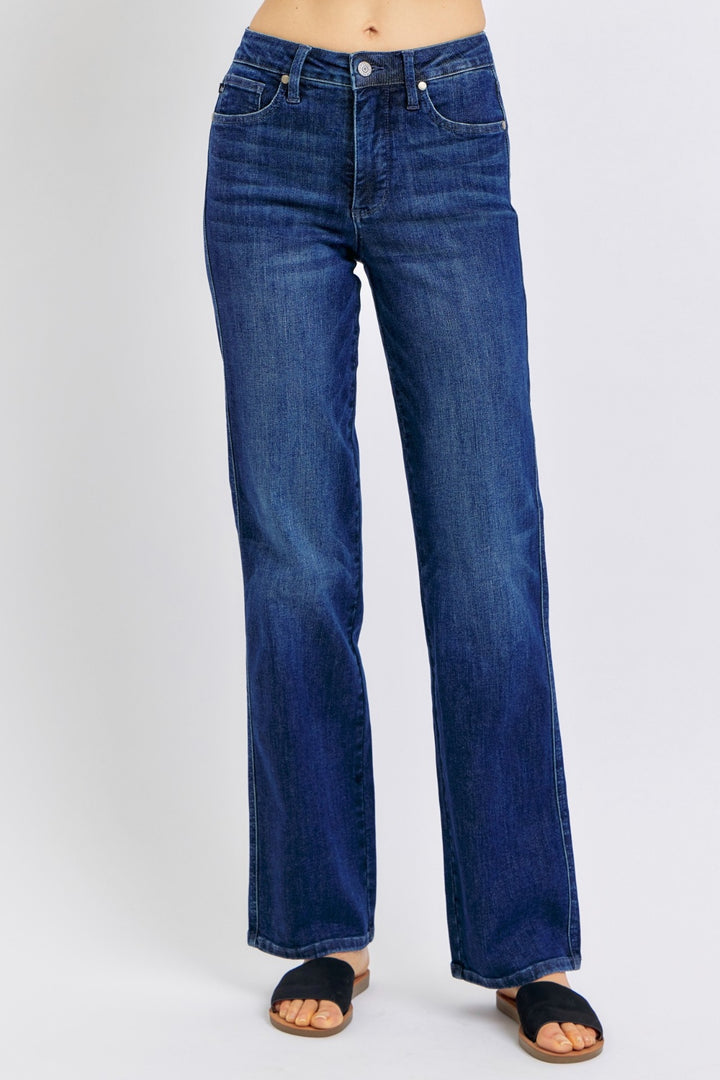 Denim - Judy Blue Full Size High Waist Tummy Control Straight Jeans -  - Cultured Cloths Apparel