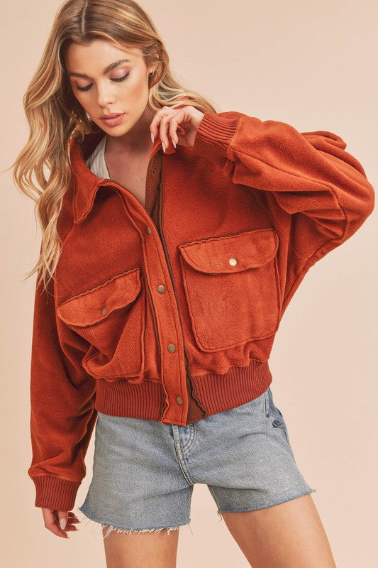 Outerwear - So Cozy Bomber - RUST - Cultured Cloths Apparel