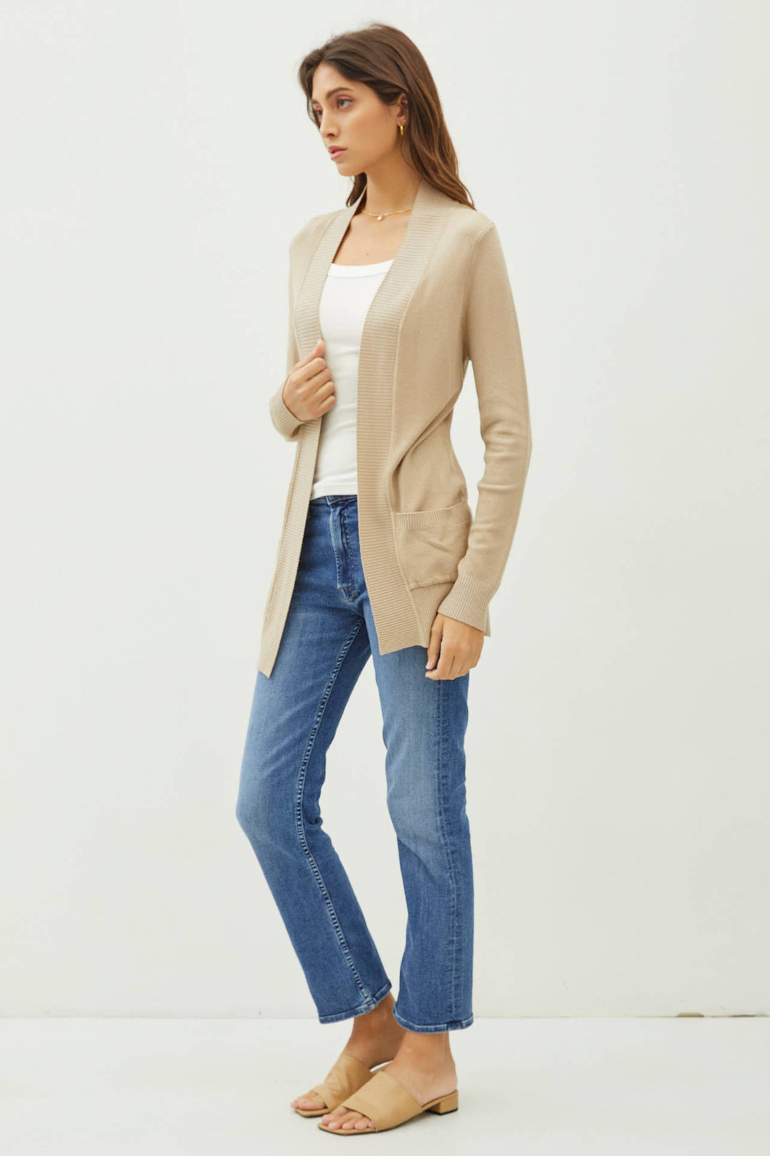 Outerwear - COTTON BLEND KNIT OPEN FRONT CARDIGAN -  - Cultured Cloths Apparel