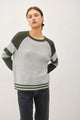 Women's Sweaters - BASEBALL STYLE SWEATER WITH STRIPED ACCENTS -  - Cultured Cloths Apparel