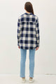 Women's Long Sleeve - NAVY PLAID FLANNEL LONG SLEEVE BUTTON DOWN SHIRT -  - Cultured Cloths Apparel