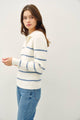 Women's Sweaters - COLLARED FUZZY STRIPED V NECK SWEATER -  - Cultured Cloths Apparel