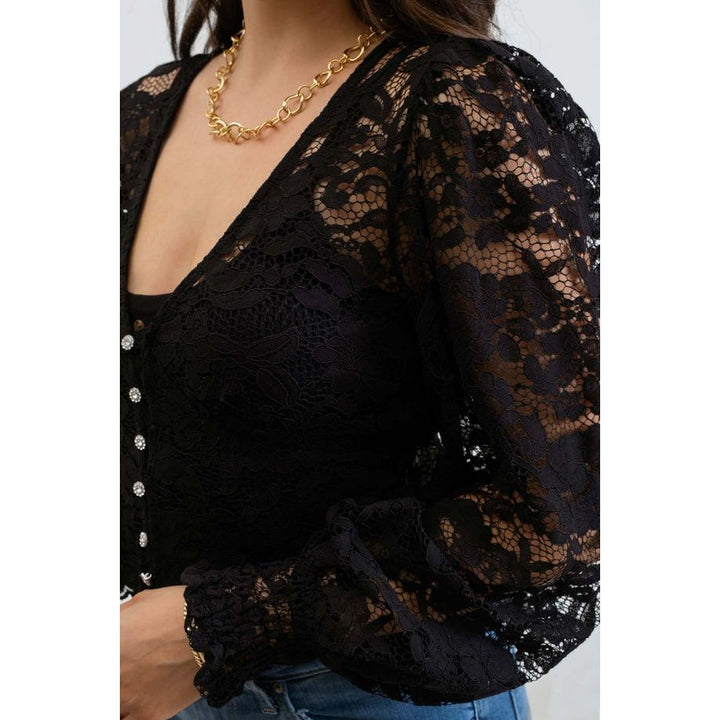 Women's Long Sleeve - Lace Cropped Top -  - Cultured Cloths Apparel