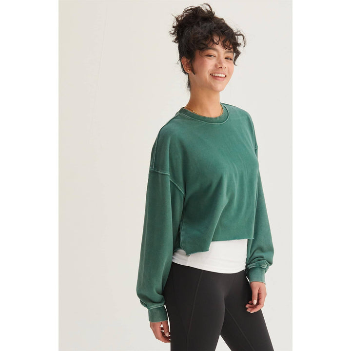 Women's Long Sleeve - CROPPED CREWNECK SWEATSHIRT WITH RAW HEM -  - Cultured Cloths Apparel