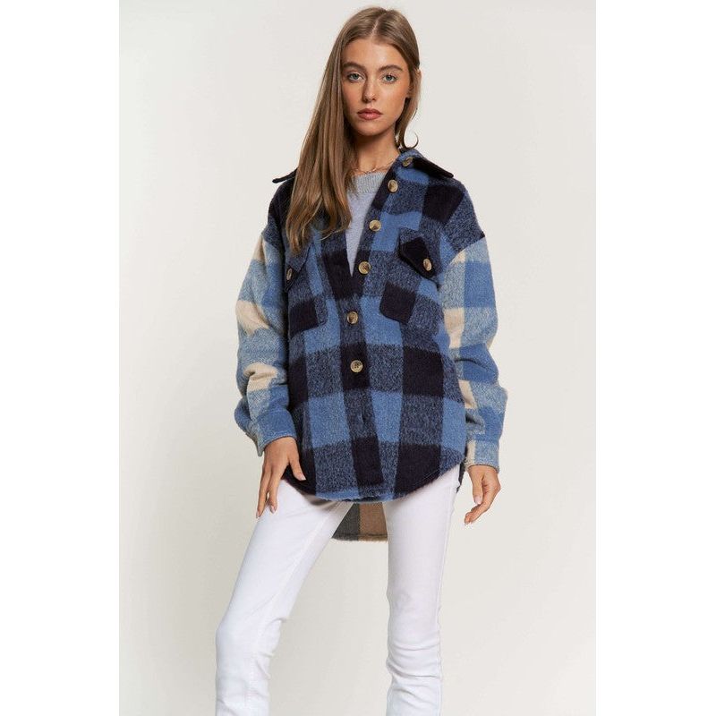 Outerwear - Plaid Chest Pocket Detail Shacket -  - Cultured Cloths Apparel