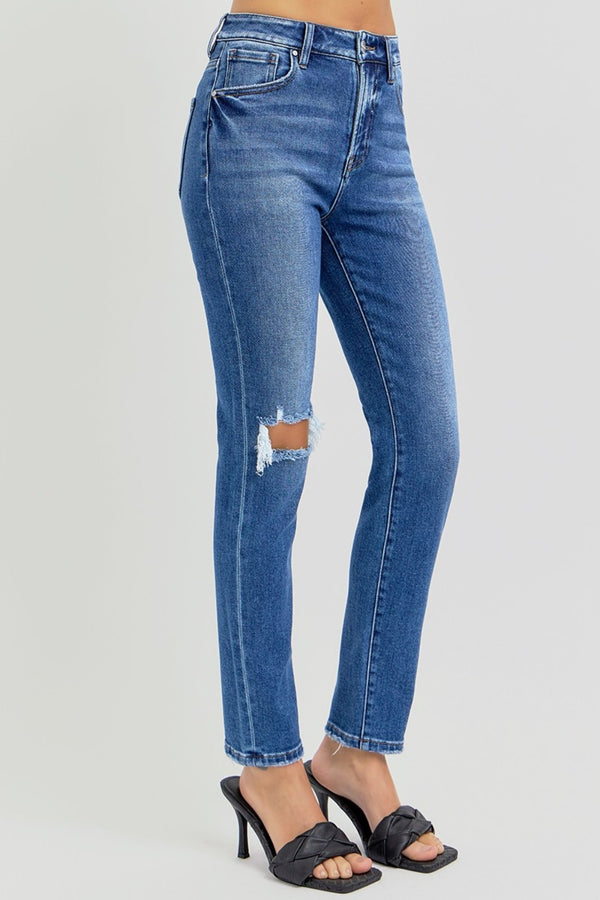 Denim - RISEN Full Size High Rise Ankle Skinny Knee Distressed Jeans -  - Cultured Cloths Apparel