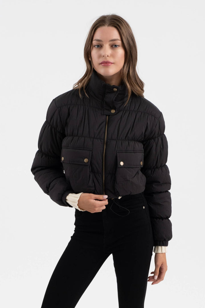 Outerwear - CROPPED ZIP UP CARGO PUFFER JACKET - - Cultured Cloths Apparel