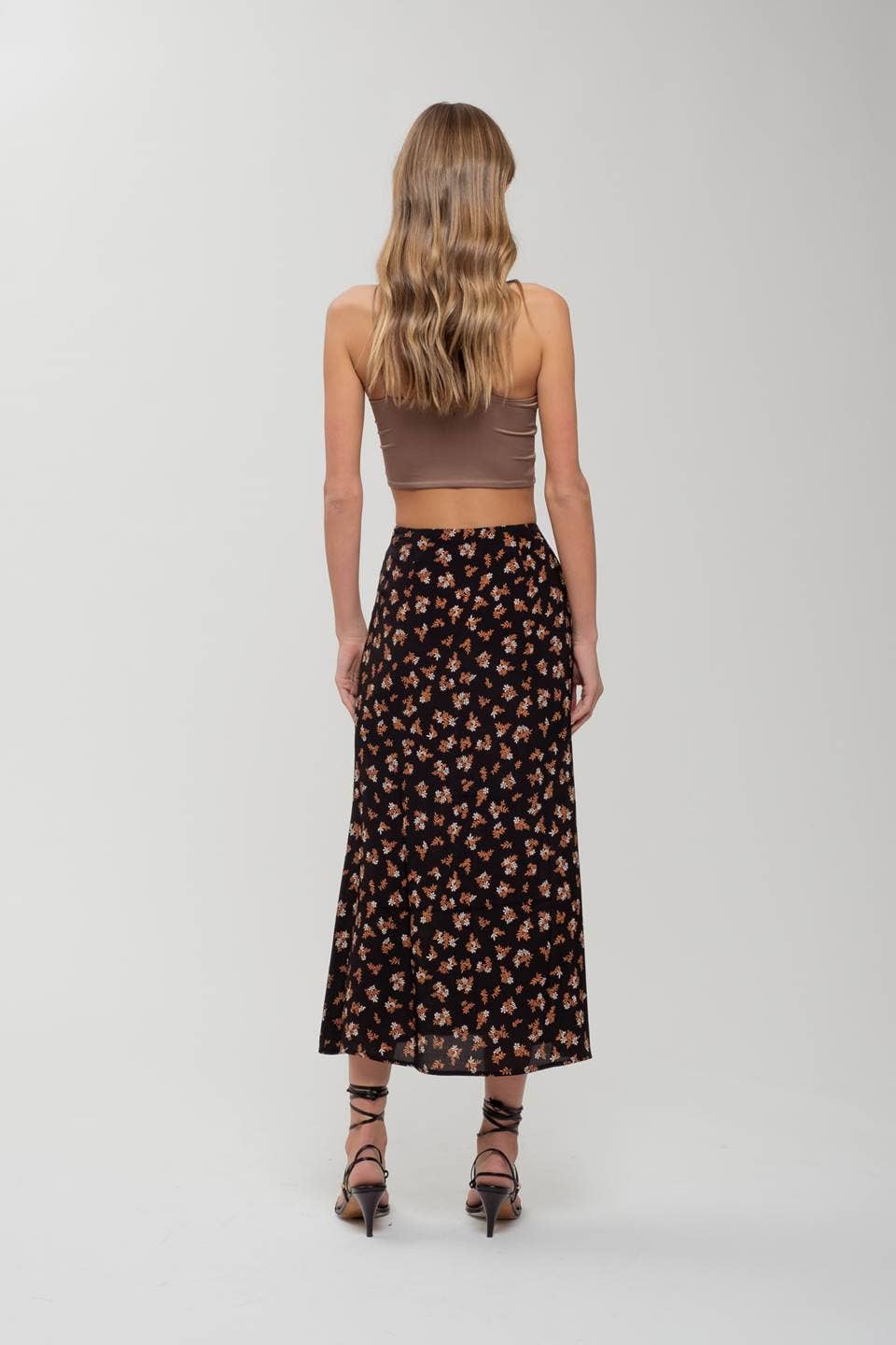 Women's Skirts - FLORAL BUTTON FRONT SPLIT HEM MIDI SKIRT -  - Cultured Cloths Apparel