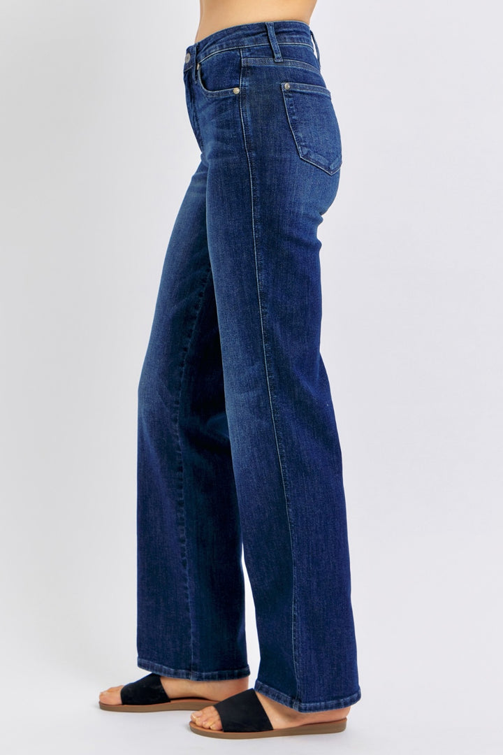 Denim - Judy Blue Full Size High Waist Tummy Control Straight Jeans -  - Cultured Cloths Apparel