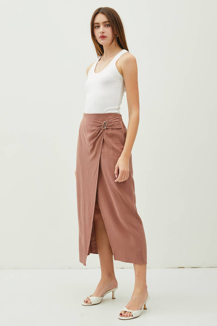 Women's Skirts - LINEN MIDI WRAP SKIRT -  - Cultured Cloths Apparel