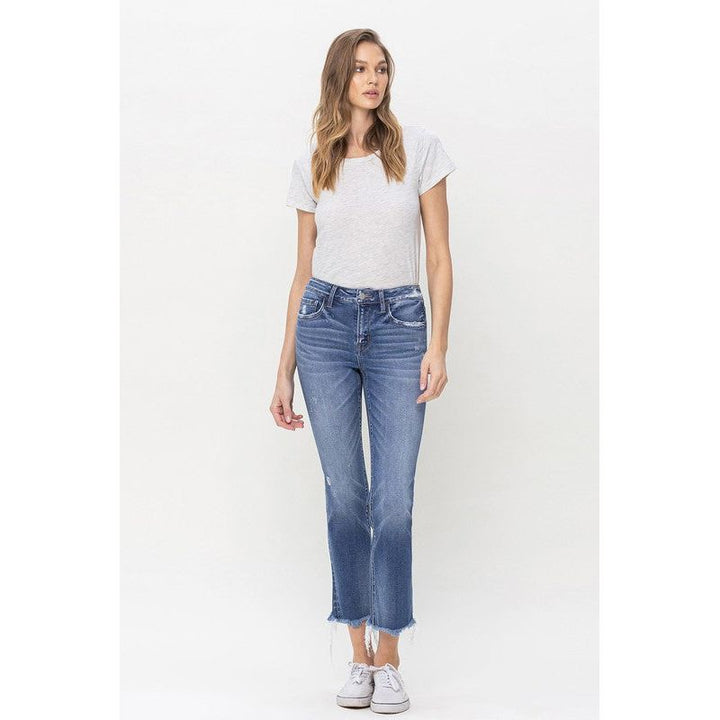 Denim - Mid Rise Crop Slim Straight Jeans -  - Cultured Cloths Apparel