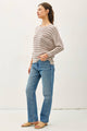 Women's Sweaters - LIGHT STRIPED WAFFLE KNIT DOLMAN SLEEVE SWEATER -  - Cultured Cloths Apparel