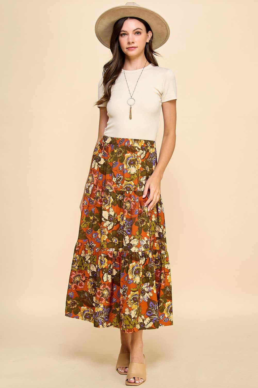 Women's Skirts - Floral Printed Three Layered Skirt -  - Cultured Cloths Apparel