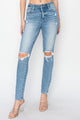 Denim - Risen Full Size High Rise Knee Distressed Skinny Jeans -  - Cultured Cloths Apparel