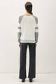 Women's Sweaters - BASEBALL STYLE SWEATER WITH STRIPED ACCENTS -  - Cultured Cloths Apparel