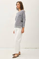 Women's Sweaters - LIGHT STRIPED WAFFLE KNIT DOLMAN SLEEVE SWEATER -  - Cultured Cloths Apparel