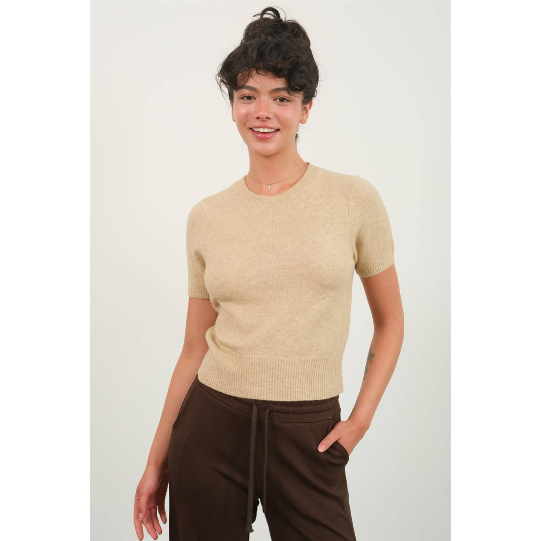 Women's Short Sleeve - SHORT SLEEVE KNIT SWEATER -  - Cultured Cloths Apparel