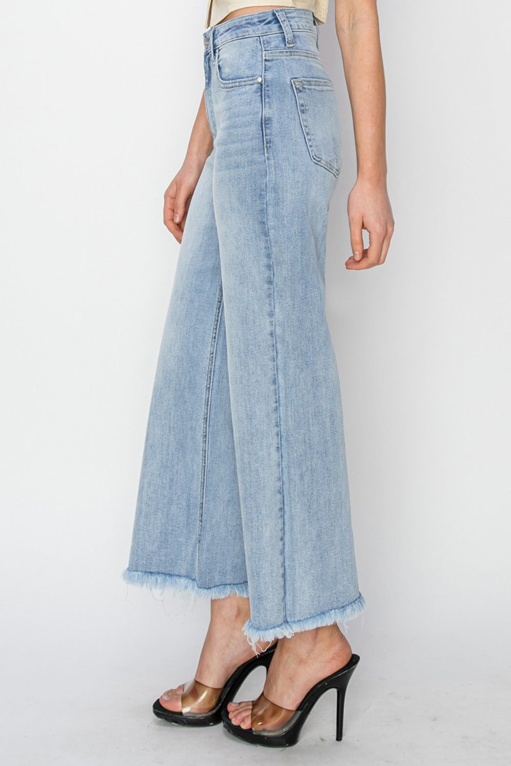 Denim - RISEN High Rise Crop Wide Fray Hem Jeans -  - Cultured Cloths Apparel