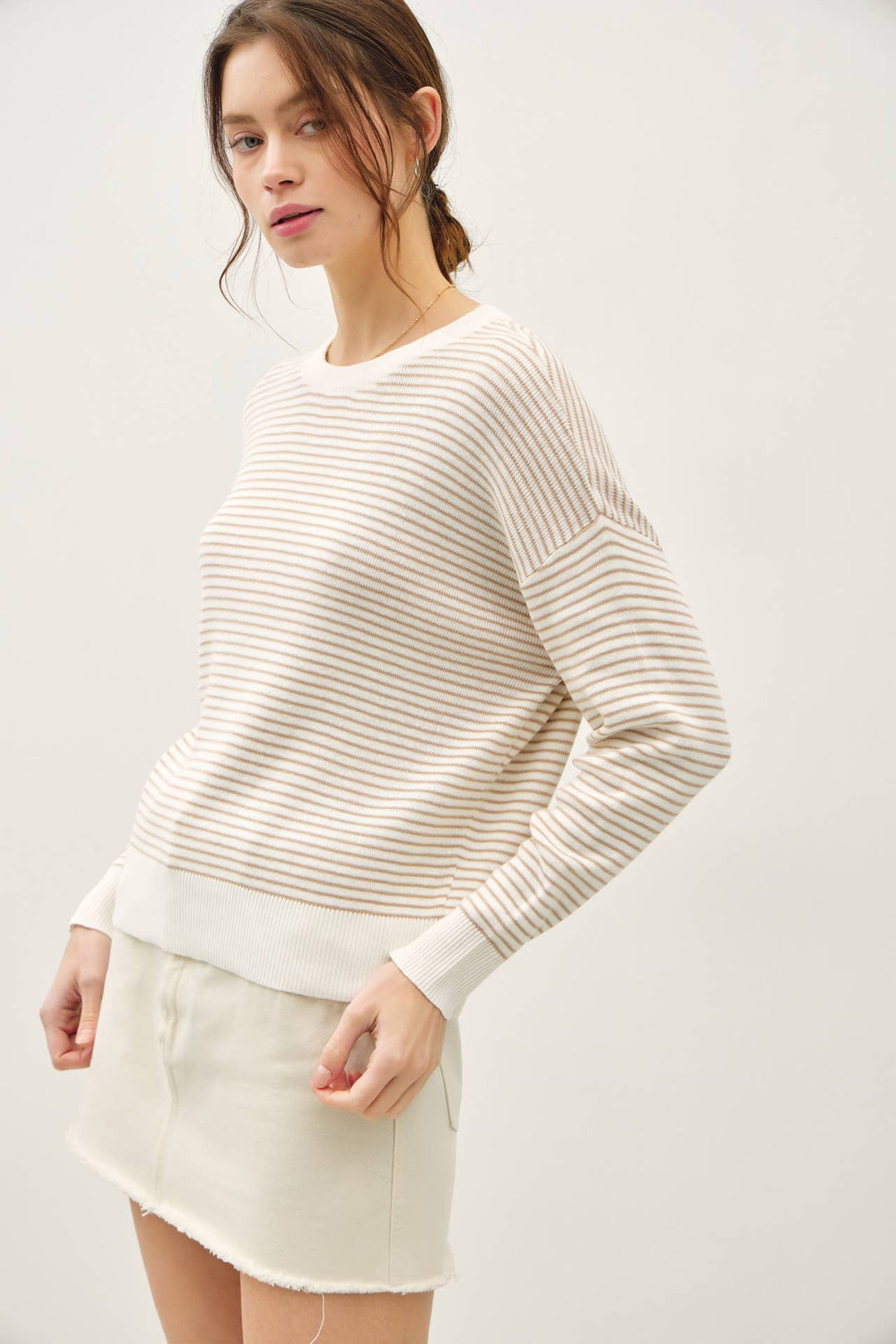 Women's Sweaters - STRIPED LONG SLEEVE SWEATER - - Cultured Cloths Apparel