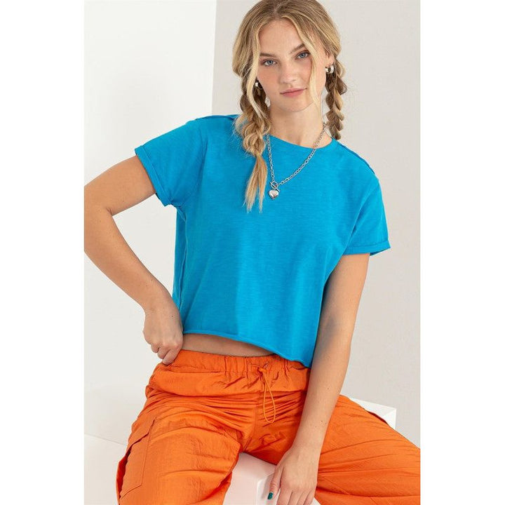 Graphic T-Shirts - Perfection Cropped T-Shirt - Blue - Cultured Cloths Apparel