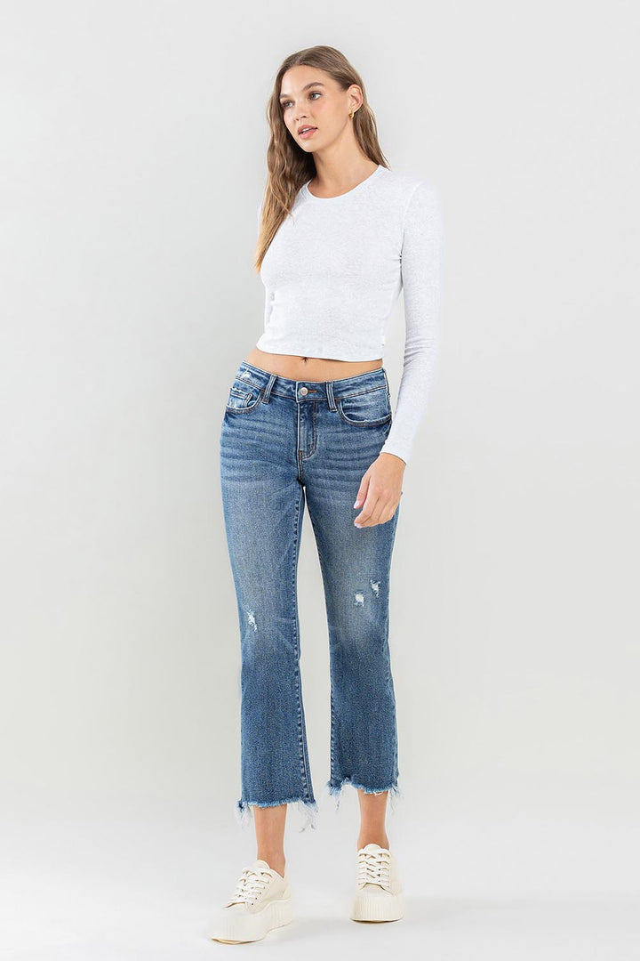 Denim - Lovervet Mid Rise Frayed Hem Jeans -  - Cultured Cloths Apparel