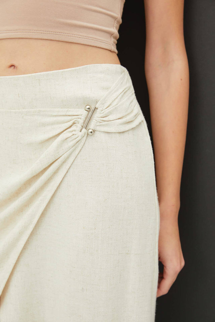 Women's Skirts - LINEN MIDI WRAP SKIRT -  - Cultured Cloths Apparel