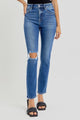 Denim - RISEN Full Size High Rise Ankle Skinny Knee Distressed Jeans - Dark - Cultured Cloths Apparel