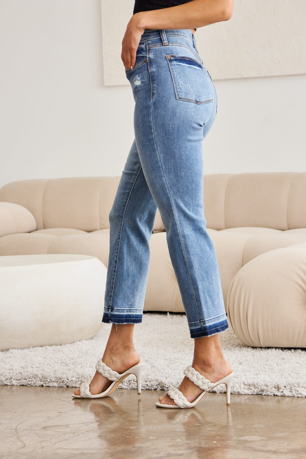 Denim - Judy Blue Full Size Release Hem Cropped Bootcut Jeans -  - Cultured Cloths Apparel