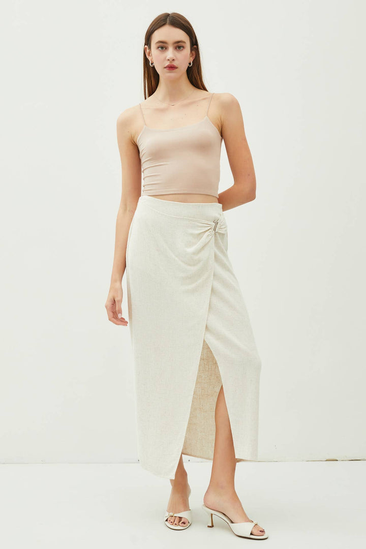 Women's Skirts - LINEN MIDI WRAP SKIRT -  - Cultured Cloths Apparel